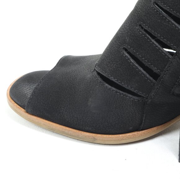 Paul Green Women UK7 US9 Black Leather Open Toe Back Strap Heeled Sandal Sabrina - Picture 14 of 16